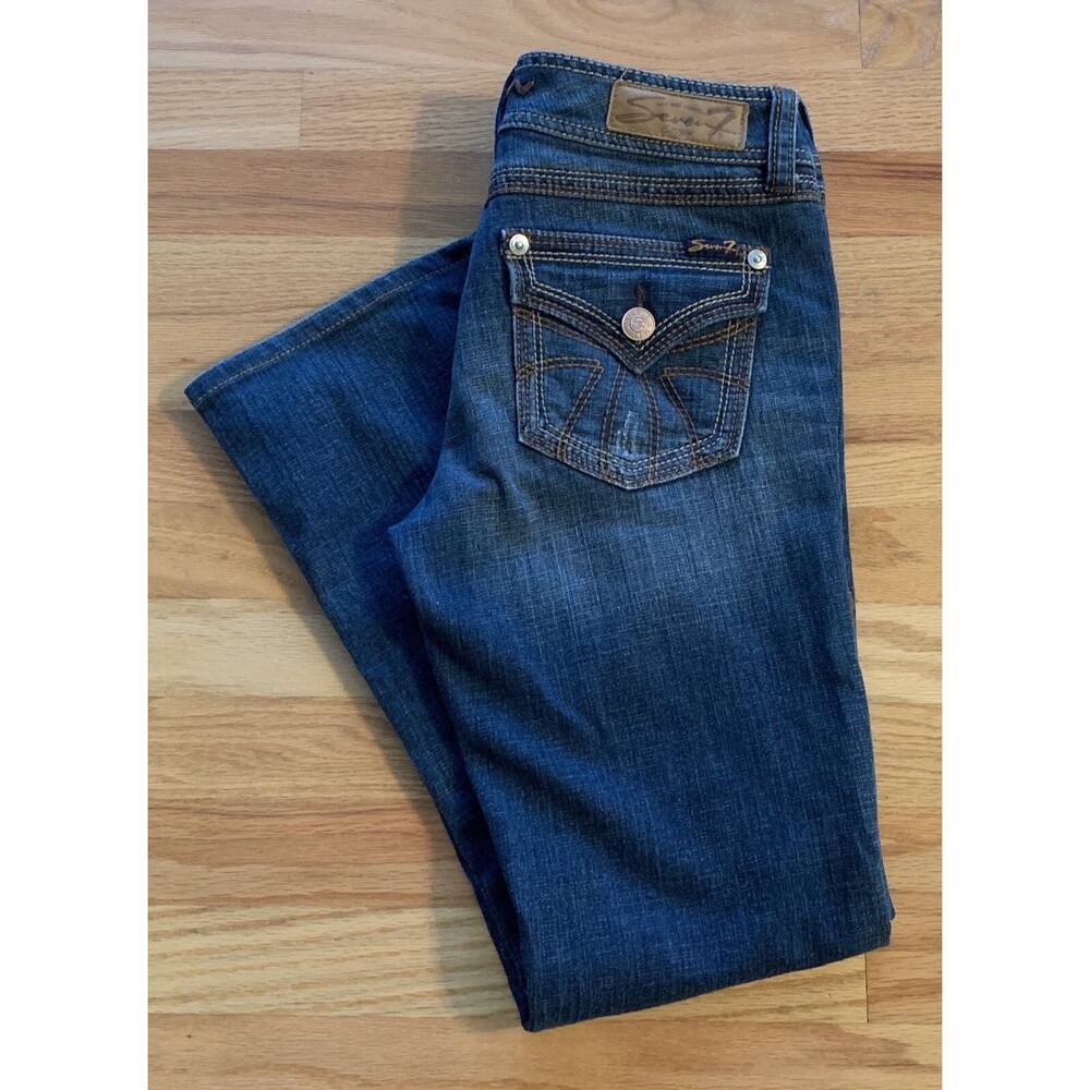 SEVEN7 Jeans Bootcut Distressed Flap Pockets Low Rise Women's Size 28/6 NWOT - Picture 6 of 12